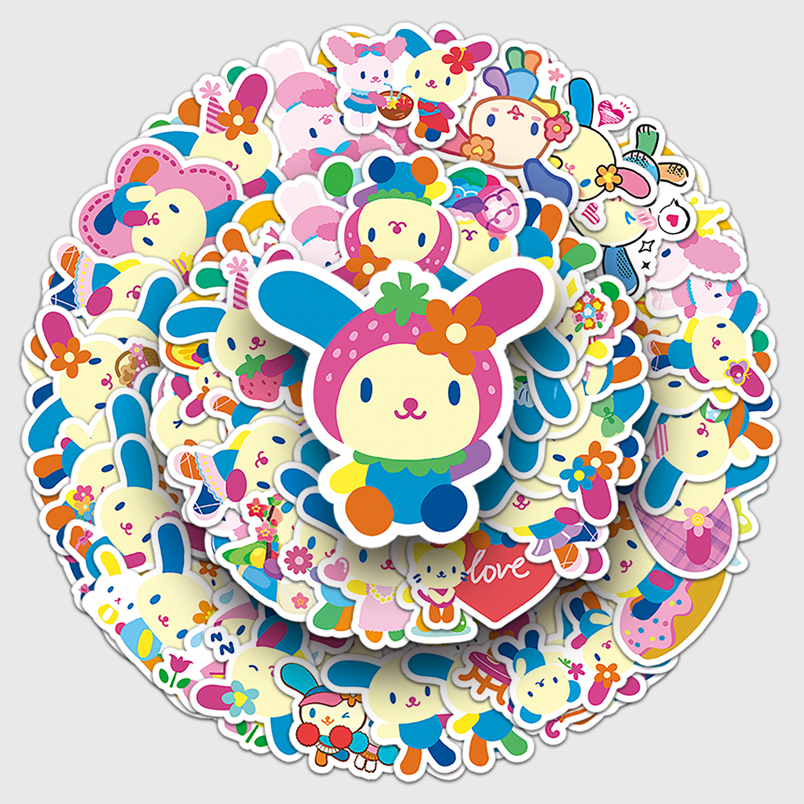 50 flower bunny stickers cartoon Sanrio usahana decorative stationery mobile phone can drop glue small potato stickers