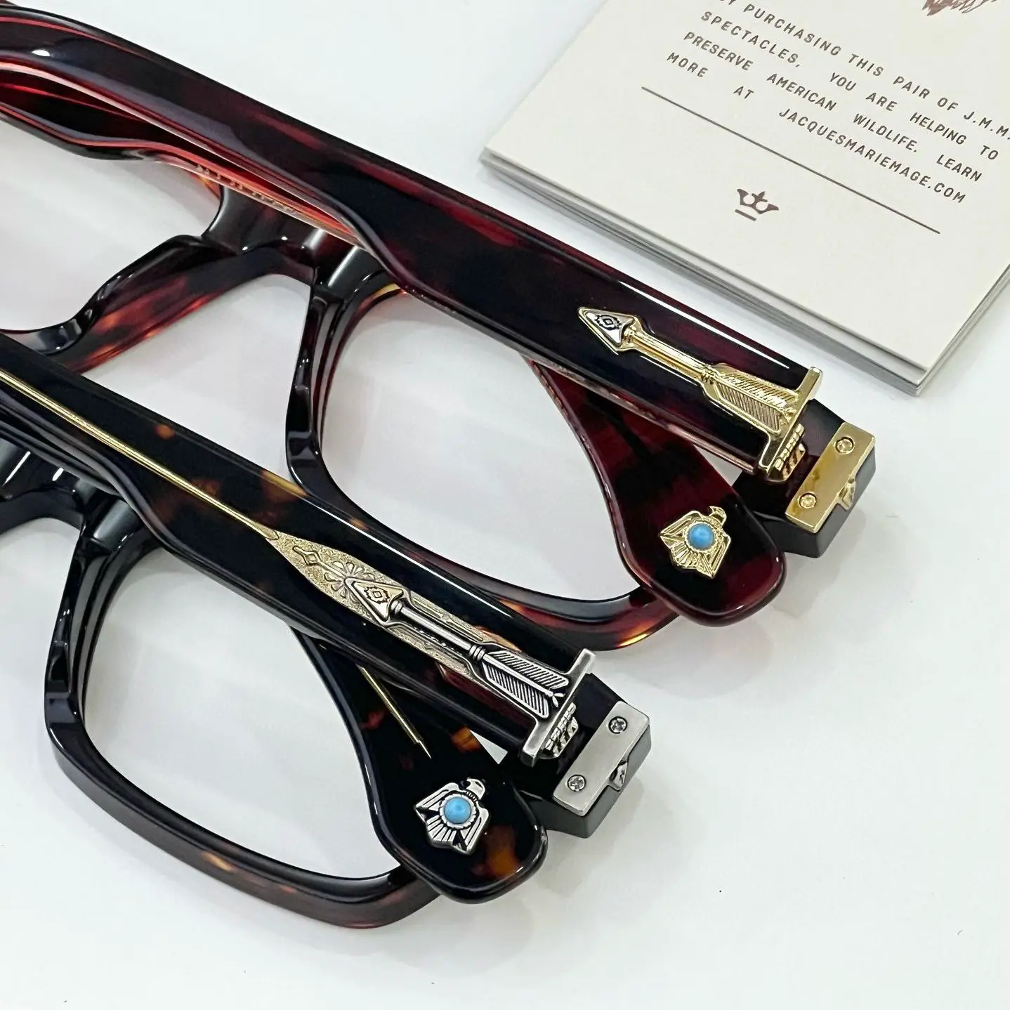 Jmm Kirwin Turquoise Eagle Logo Square Optical Frame Myopia Glasses for Men and Women Anti-Blue Light Flat Glasses