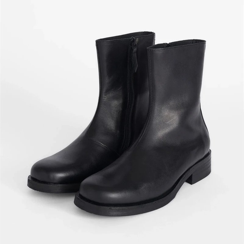 Our Legacy Black Boots Genuine Leather Mid-Calf Chelsea Boots Normcore High-End Short Boots Same Style for Men and Women Foto QC de WEIDIAN na Qualit.ly