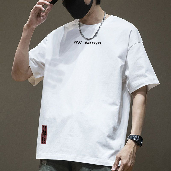 Short-sleeved T-shirt Men's Summer Trendy Brand Pure Cotton Heavy-weight Clothes Trendy All-match Loose Top American Style Retro European and American Style High Street