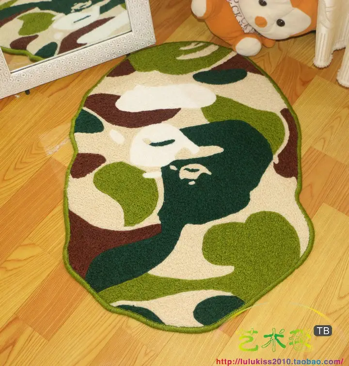Camouflage Bape Ape Head Ape Comfortable Ape Carpet Floor Mat Cushion Sponge Machine Washable Living Room Bedroom Handmade Blanket