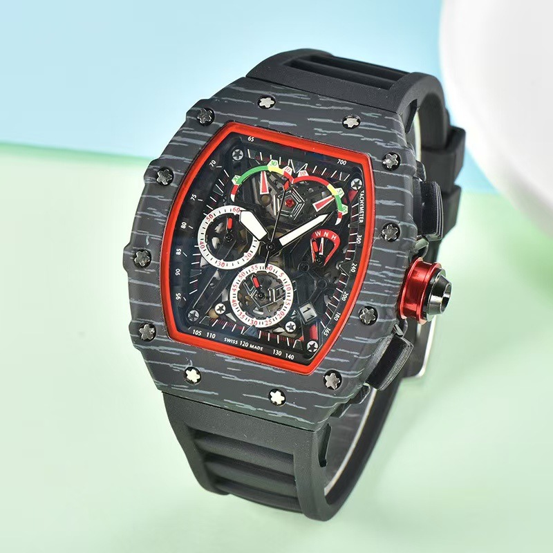 Factory Ready-Made Foreign Trade Cross-Border Wine Barrel Multi-Functional Six-Pin Men's Calendar Running Seconds Men's Quartz Popular Watch