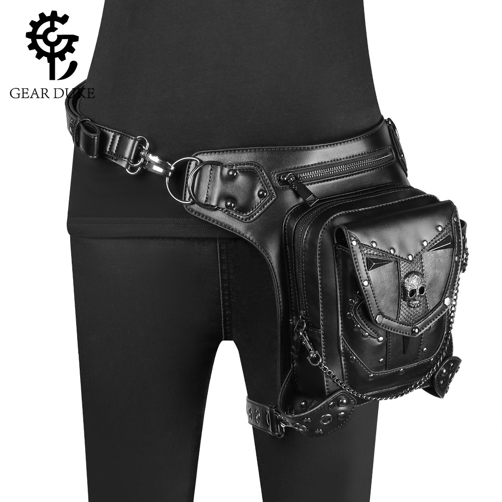 Cross-border Amazon New European and American Punk Motorcycle Skull Chain Bag Women Crossbody Bag PU Outdoor Waist Bag
