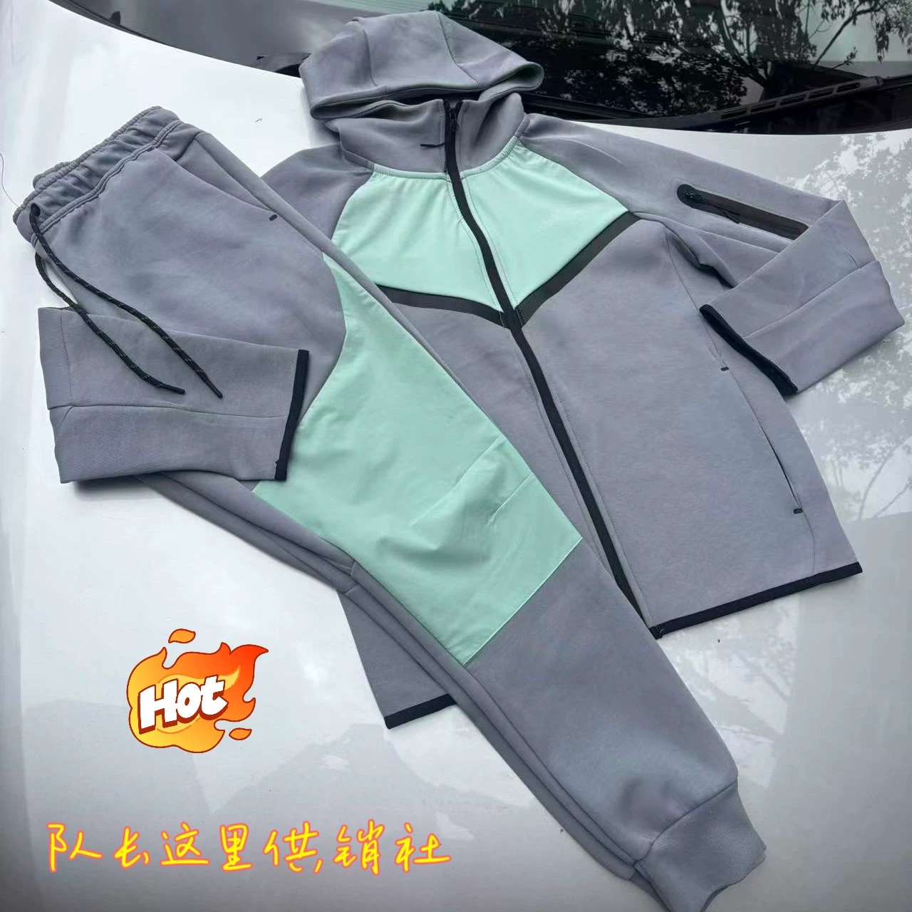 Couple style air layer 2025 Spring and Autumn new loose casual versatile hooded zipper cardigan jacket sweatpants