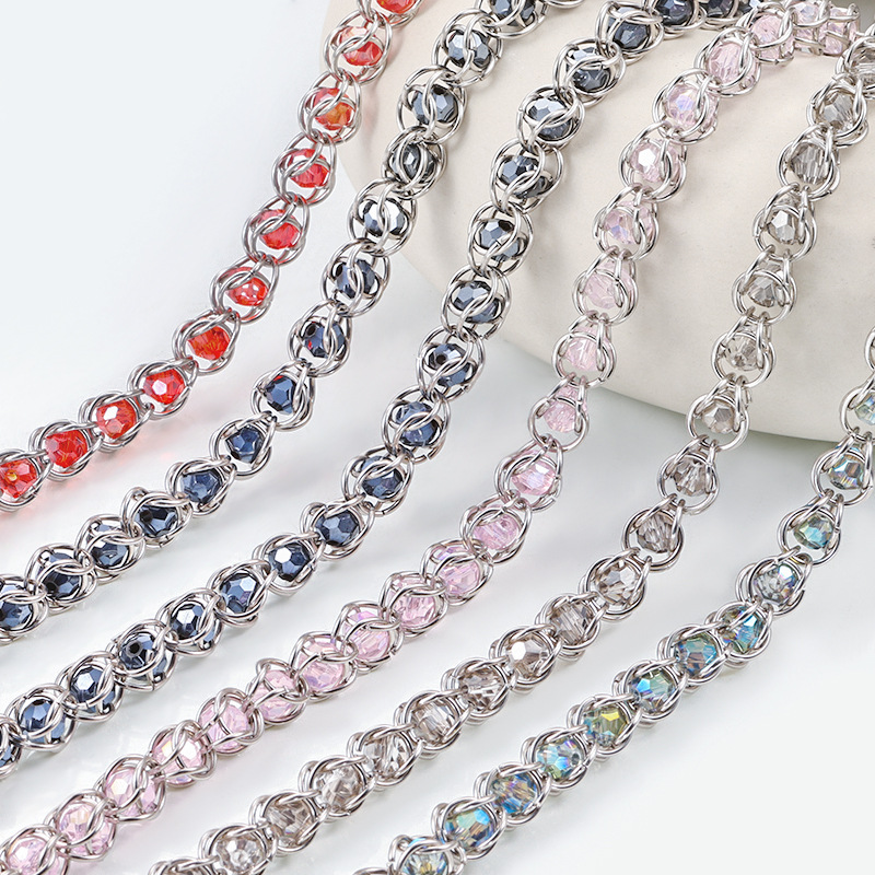 stainless steel clip bead chain red bead chain punk men's and women's necklace bracelet stainless steel handmade clip bead chain diy in stock