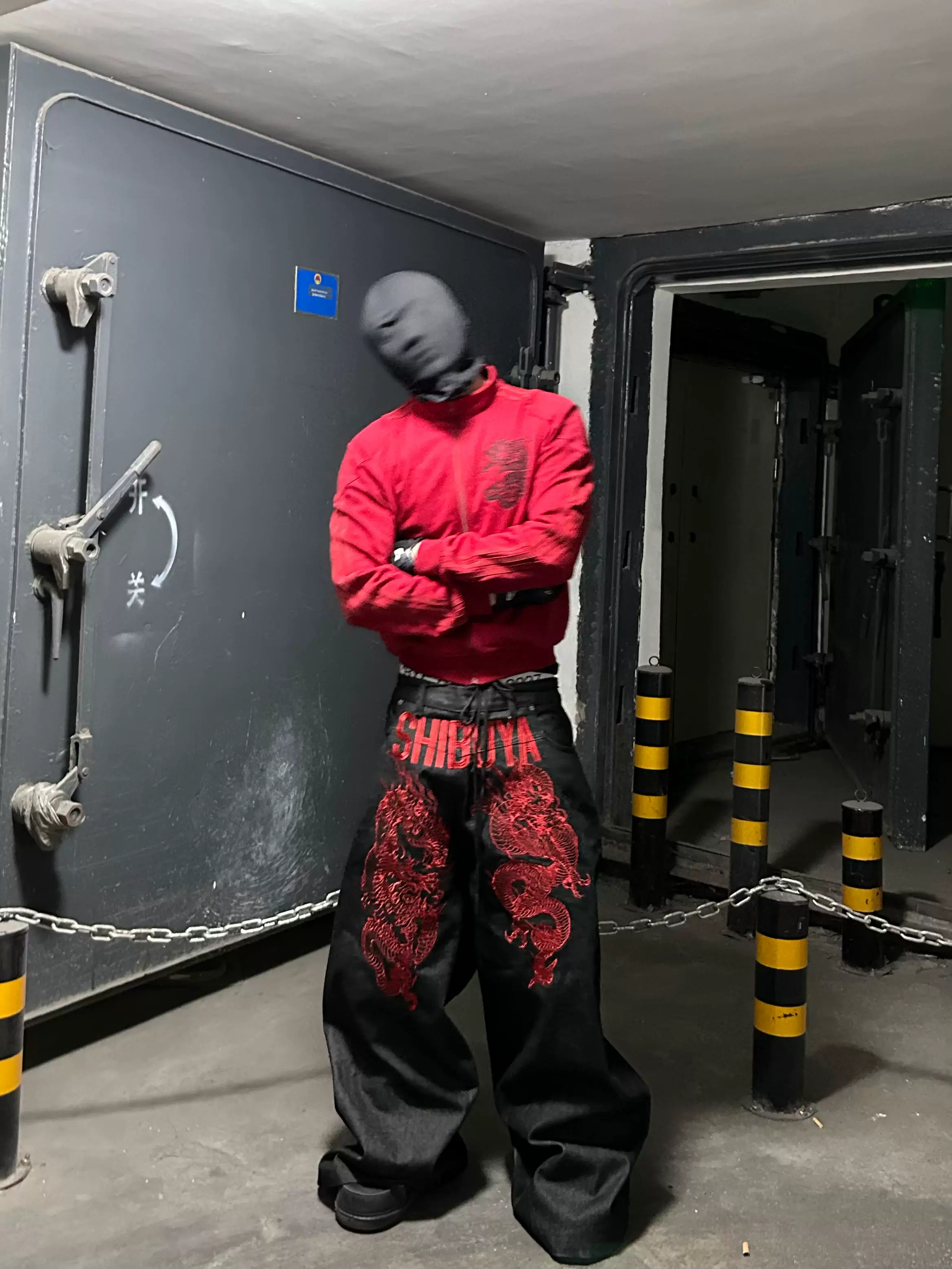*Rye Chasin Shibuya East Asia Extreme Heavy Industry Dragon Embroidery Reversible Denim Raw Color Jeans