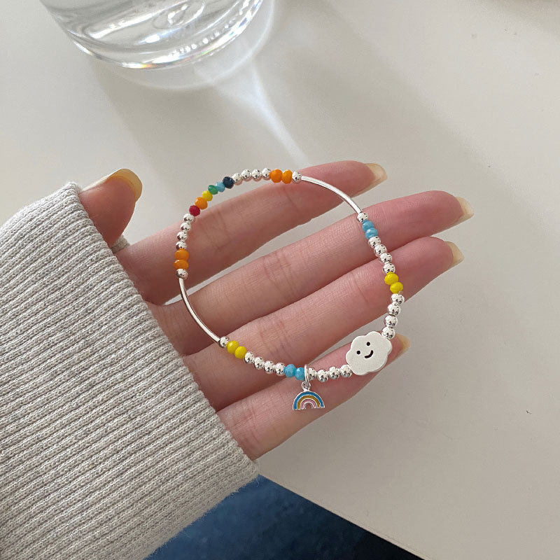 Korean-style Rainbow Color-matching Cloud Bracelet Women's Fashionable Elegant Simple Bracelet Student Girlfriend Stacked Trendy Jewelry