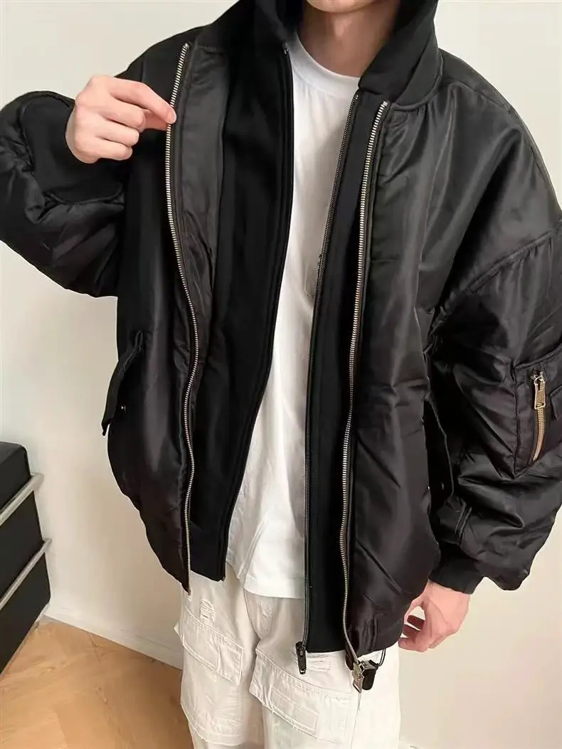 In Stock /23Summer Mud Show Giant Cotton Jacket Ma1 Nylon Double Layer Fake Two-Piece Flight Cotton