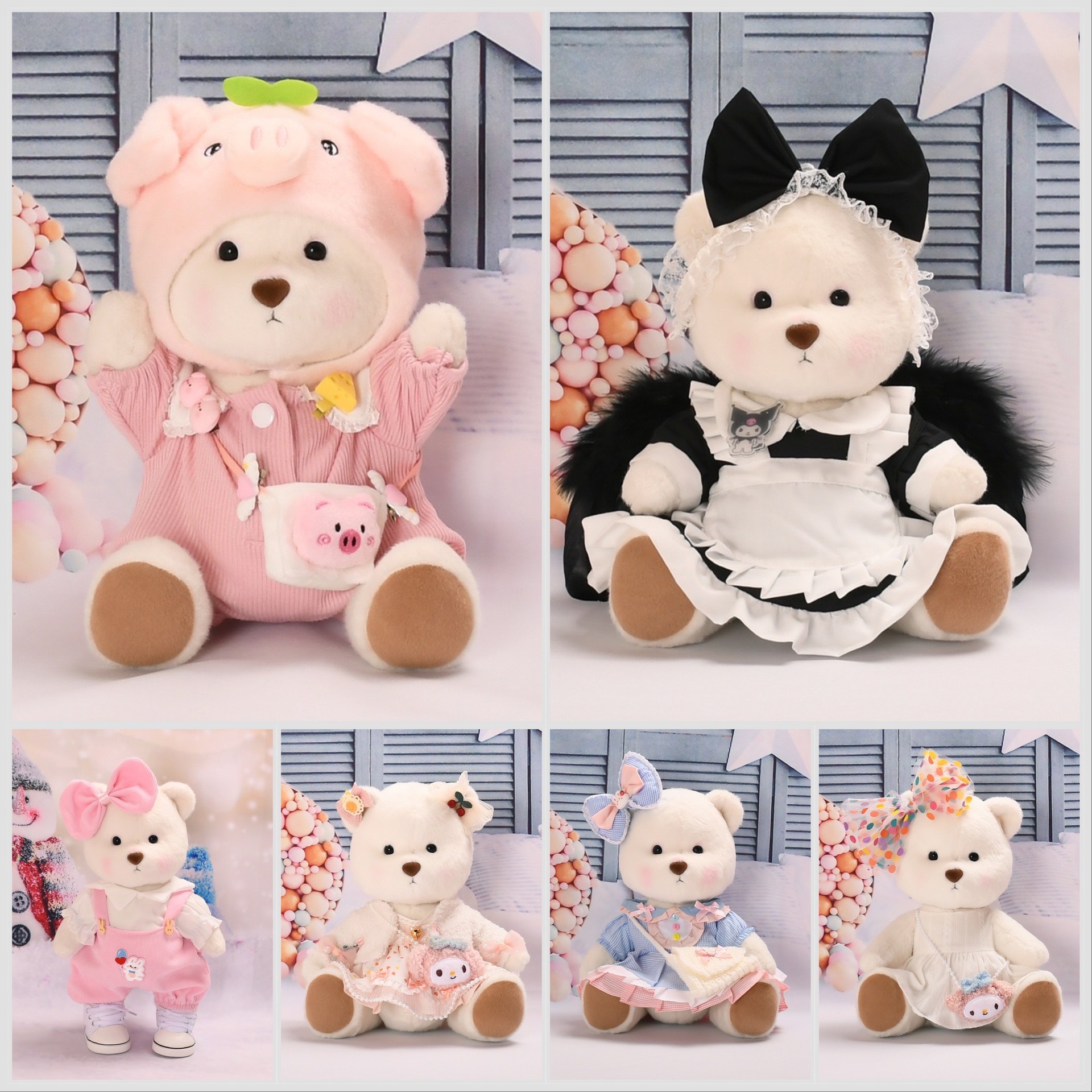 Medium 30cm Lena Joint Bear Doll Small Clothes Hand-made Cute Bear Bear Plush Doll Clothes for Dolls