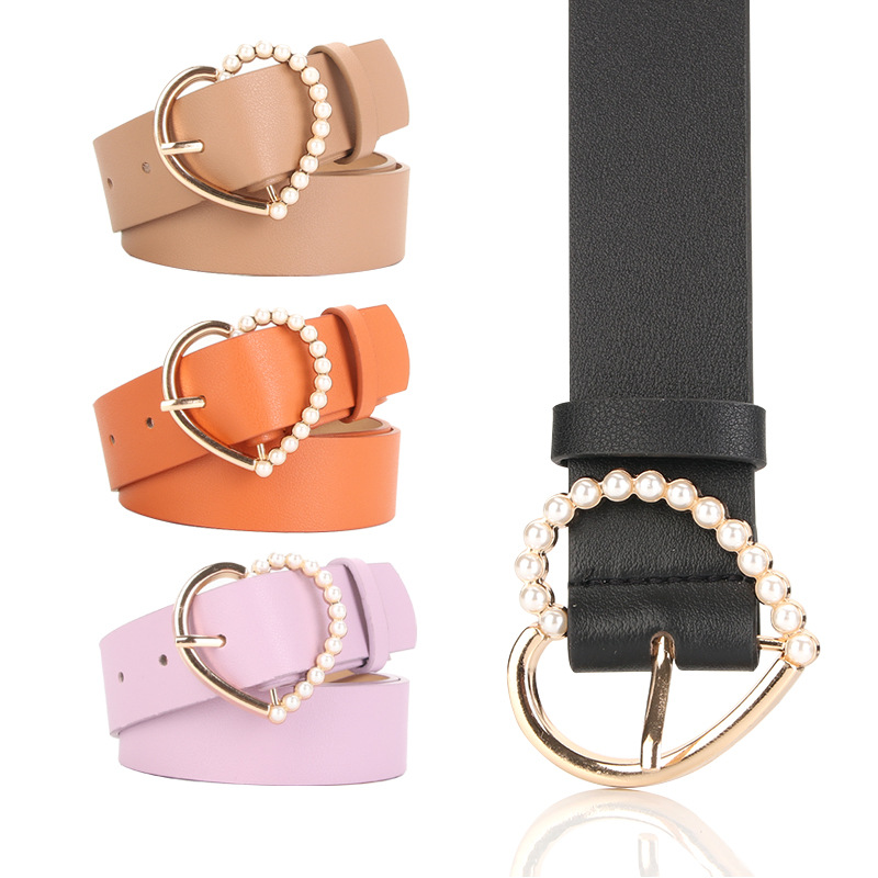 Sweet and Elegant Love Pearl Pin Buckle Women's Belt Decorative Clothes Trendy Fashion Elegant Atmospheric Belt