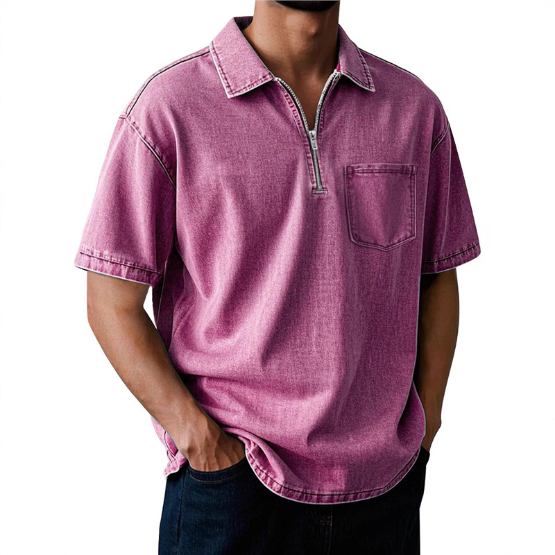 2026 Cross-Border Amazon Independent Site Men's Pure Cotton Casual Versatile Short-Sleeve Button-Down Polo Shirt for Men