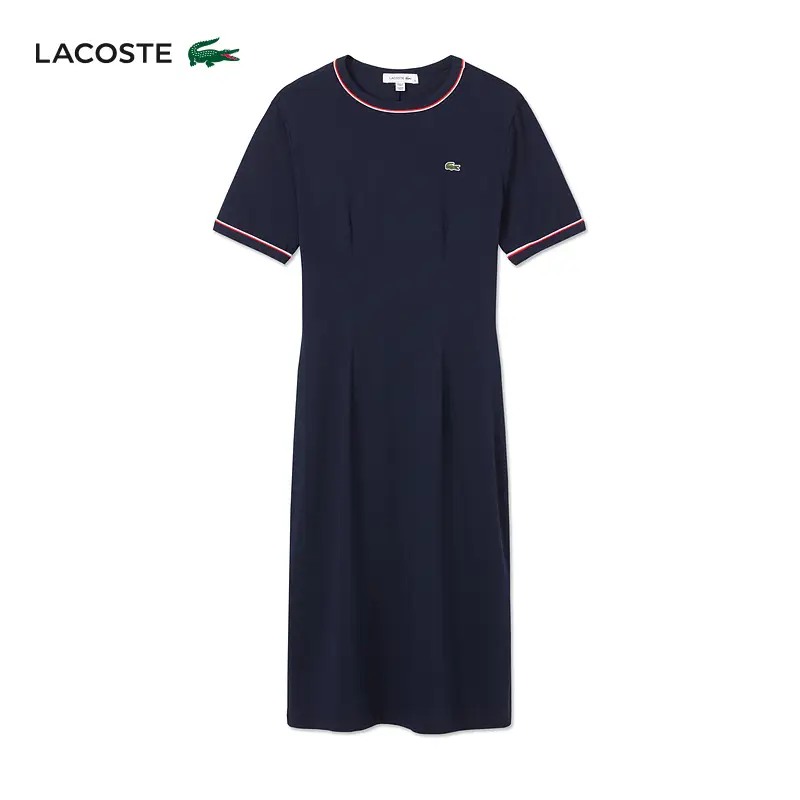 Lacoste French Crocodile Women's Clothing 25 Summer New arrival Fashion Trimmed A-Line T-Shirt Dress | Ef9988