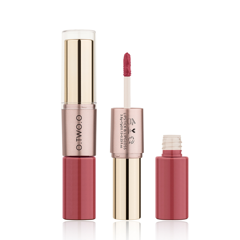 O.Two.O Double-Ended Matte Lip Gloss, Lipstick Is Not Easy to Fade, Two-In-One Velvet Lip Biting, Direct Sale from the Manufacturer