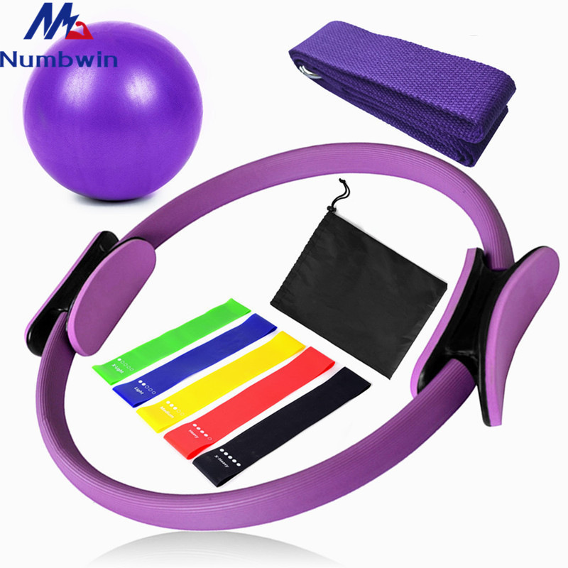Yoga fitness ring nine-piece TPE elastic ring 25cm yoga ball stretch band Pilates ring color box bag