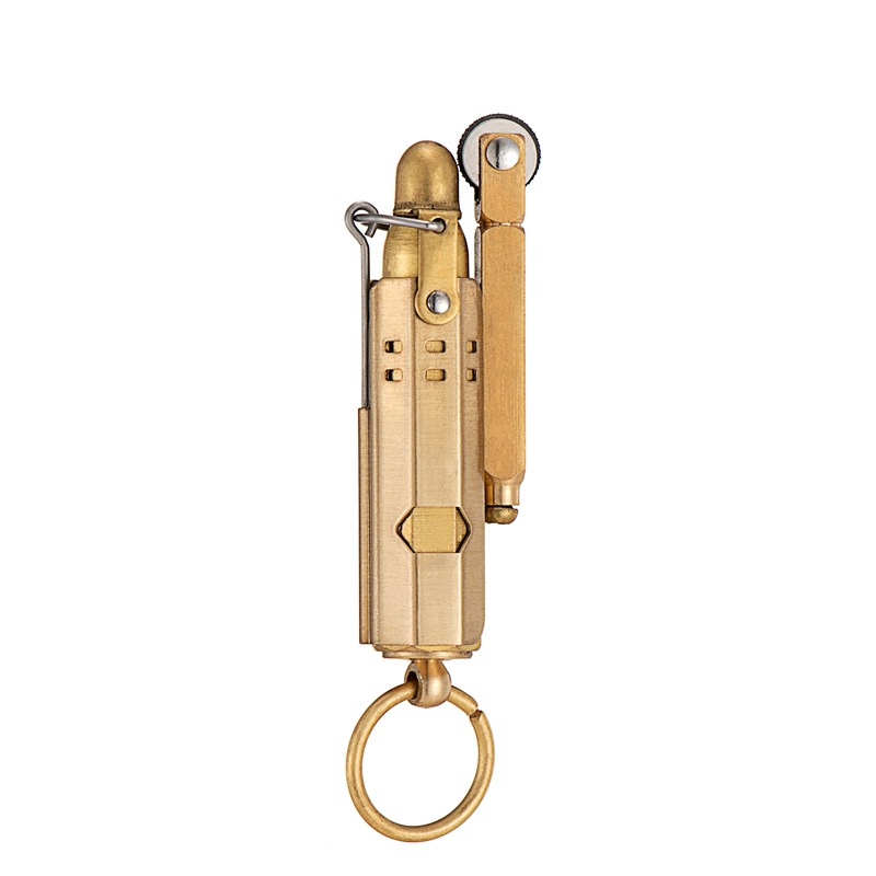 Break up master Deng Chao movie with octagonal trench Vintage Antique pure copper creative grinding wheel kerosene lighter