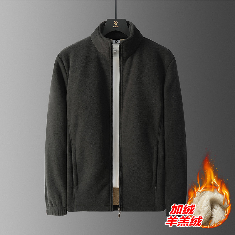 Autumn and Winter Fleece Jackets, Fleece Tops, Thickened Warm Lamb Wool Coats for Middle-Aged and Elderly People, Long-Sleeved Thickened Warm Clothing