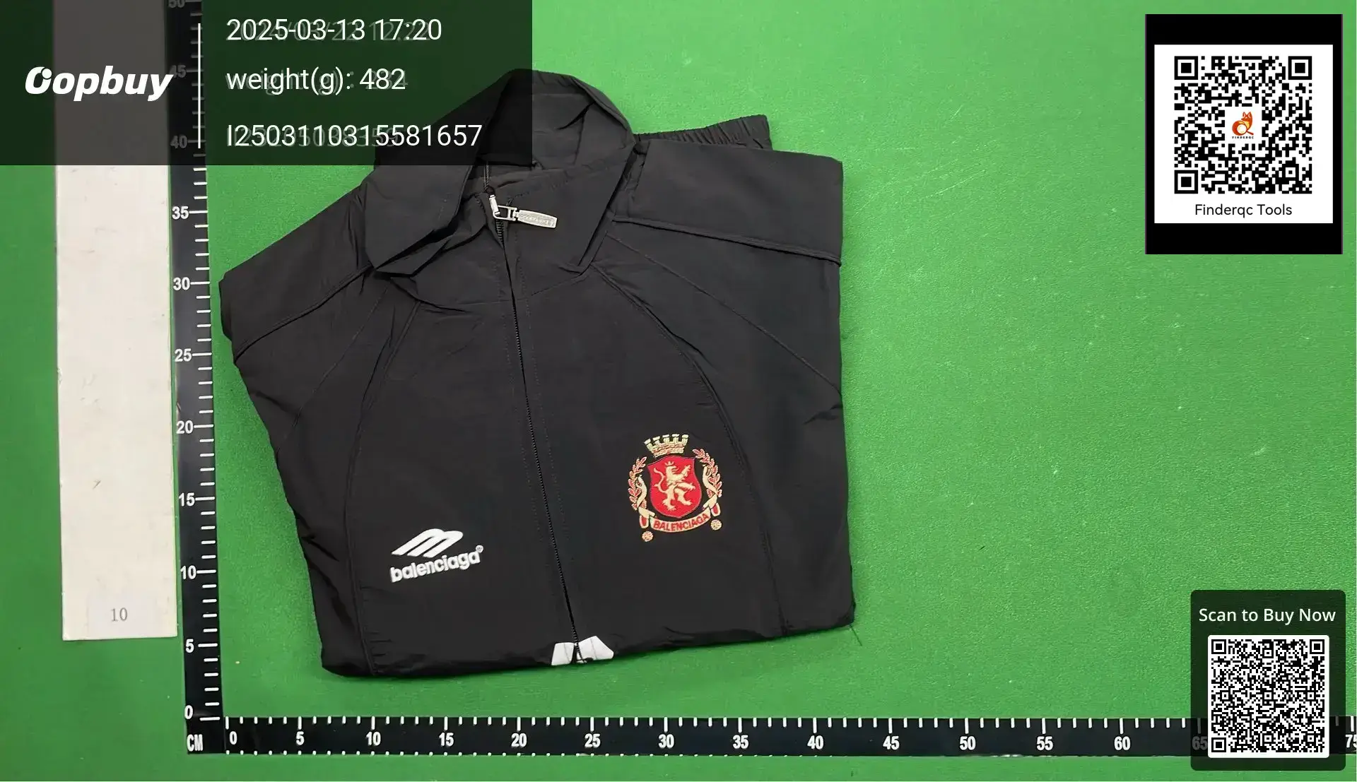 Balenciaga black embroidered crest windbreaker jacket