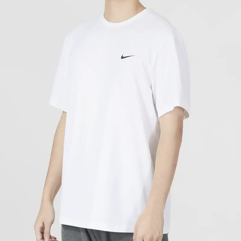 Nike Men's Summer White Short-Sleeved T-shirt Khaki Shorts Training Workout Clothes Running Leisure Sports Suit