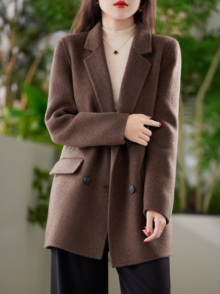 10% Yak Velvet Suit Jacket Women's Autumn and Winter New Elegant Retro Loose Casual Slimming All-match Wool Coat