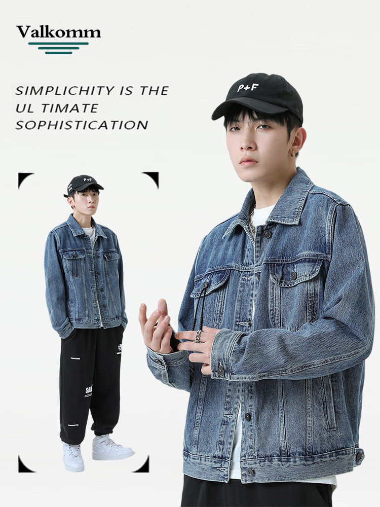 Laikke American Retro Classic Denim Jacket for Men 2026 Spring Trendy Brand Cool Casual Loose Workwear Jacket