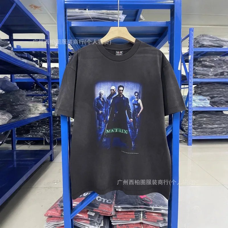 Saint Michael 2025 Spring/Summer “The Matrix” collaboration washed-and-distressed T-shirt