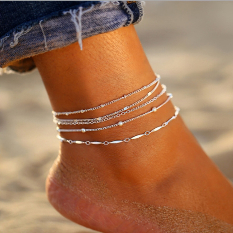 Europe and the United States cross-border jewelry AliExpress explosion fashion simple Joker anklet 5 set combination anklet wholesale