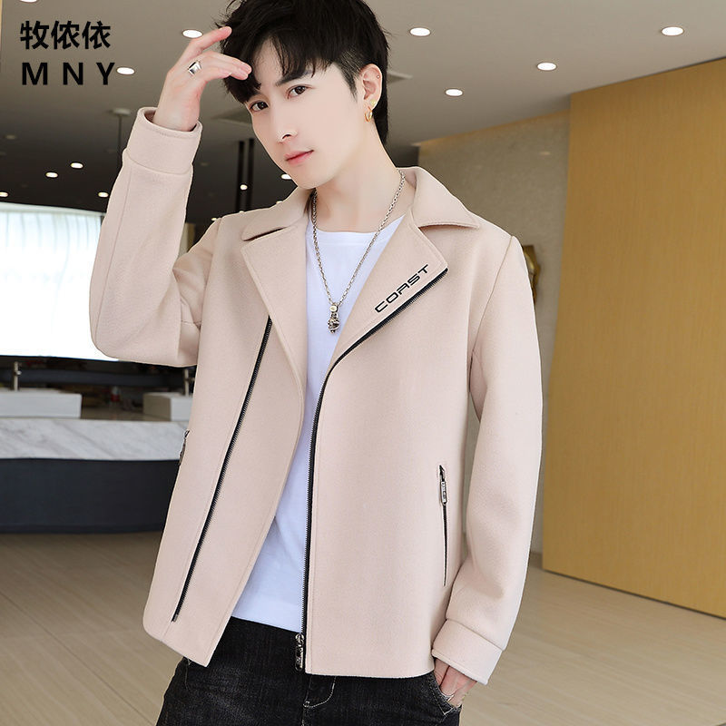 E-Commerce wholesale spring, autumn and winter thickened jacket men's woolen coat youth fashion Korean style coat celebrity same style