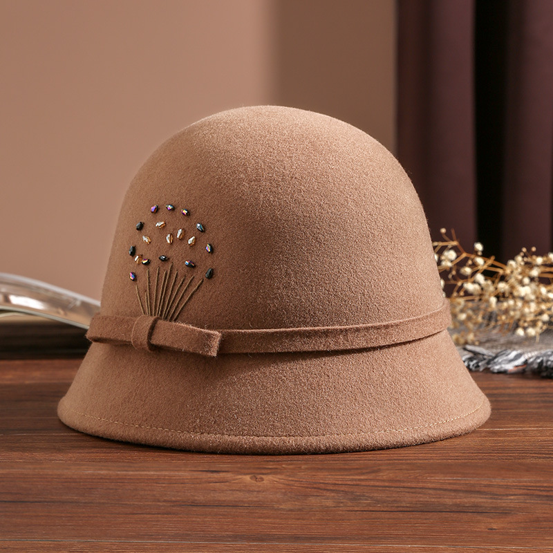 Buta hat female winter elegant woolen felt hat outdoor socialite small bowler hat autumn and winter basin hat fisherman hat PT0385