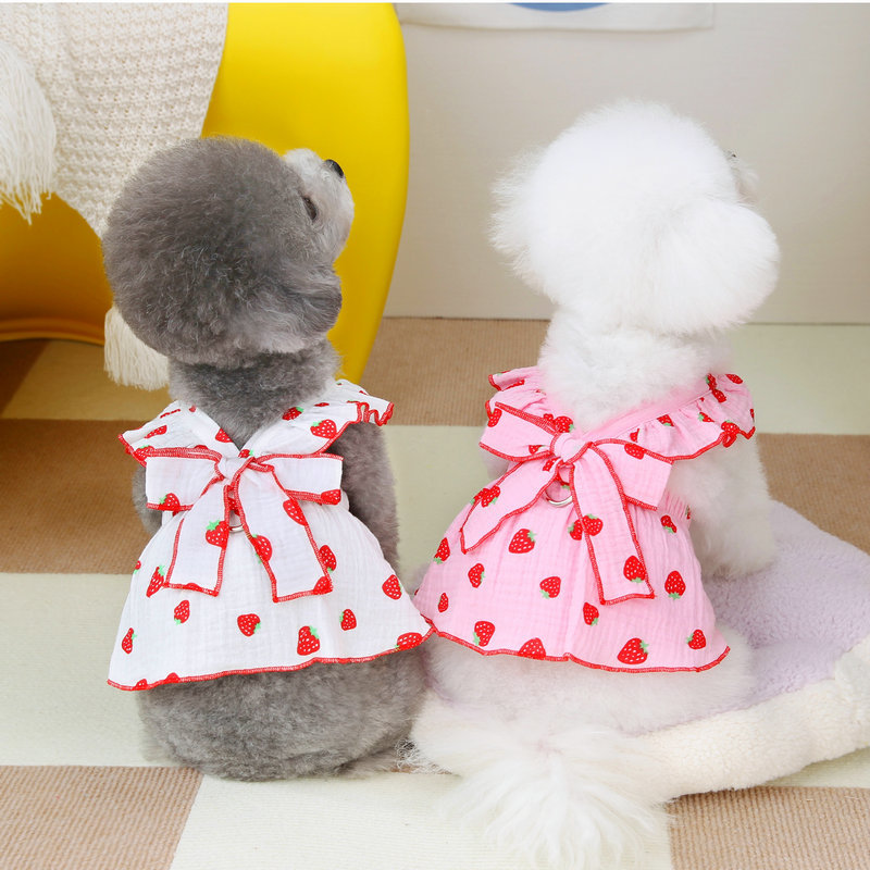Dog clothes small dog floral princess dress cat 24 spring Teddy new pet cute skirt summer thin