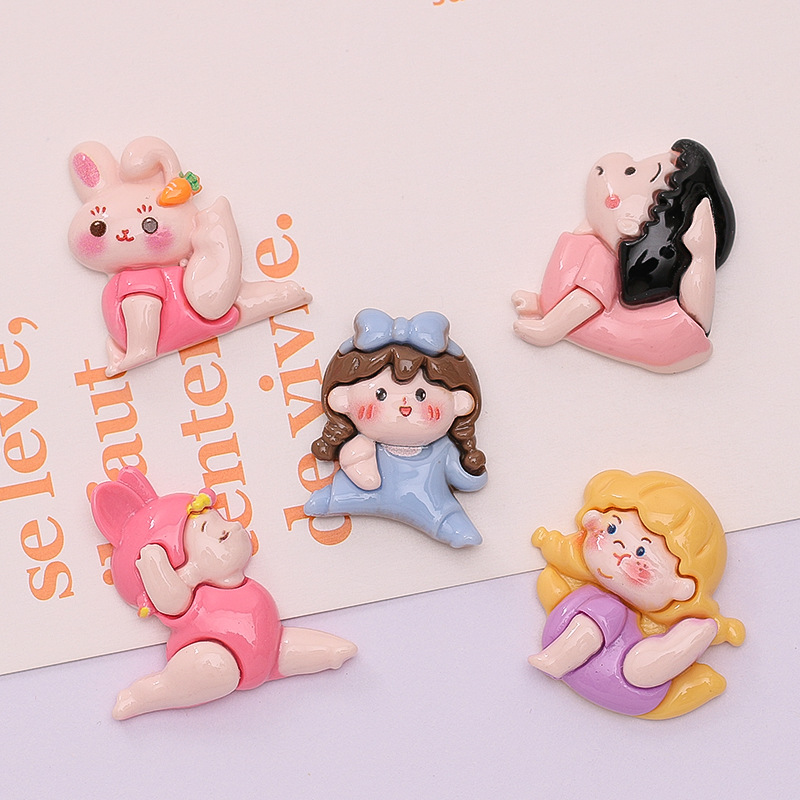 New Cute yoga sports girl diy cream glue phone case hairpin hair accessories jewelry resin accessories wholesale