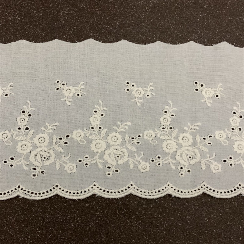 Spring and Summer Perforated Hollow Cotton Embroidered Lace Children's Clothing Women's Clothing Neckline Hem Lace Trim Width 11.5cm