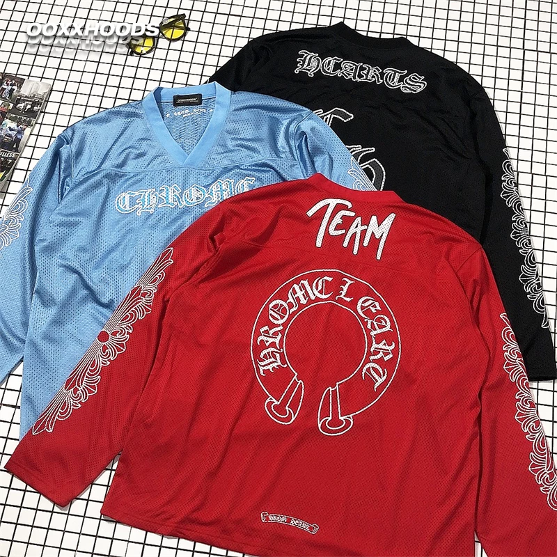 ins European and American niche flower arm print breathable mesh print ice hockey uniform sports base cross long sleeve T-shirt shirt