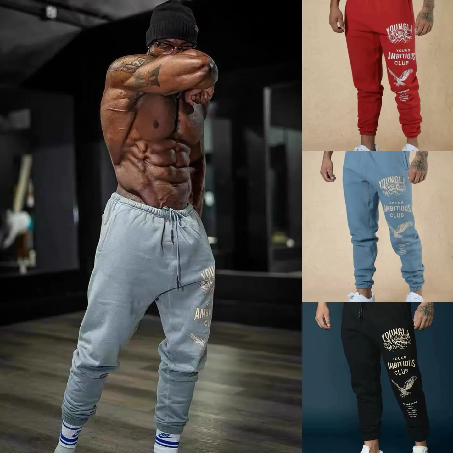 American Youngla Ambitious Eagle Pants for Men and Women, American-Style Sports Loose Thin Fleece Pure Cotton Sweatpants