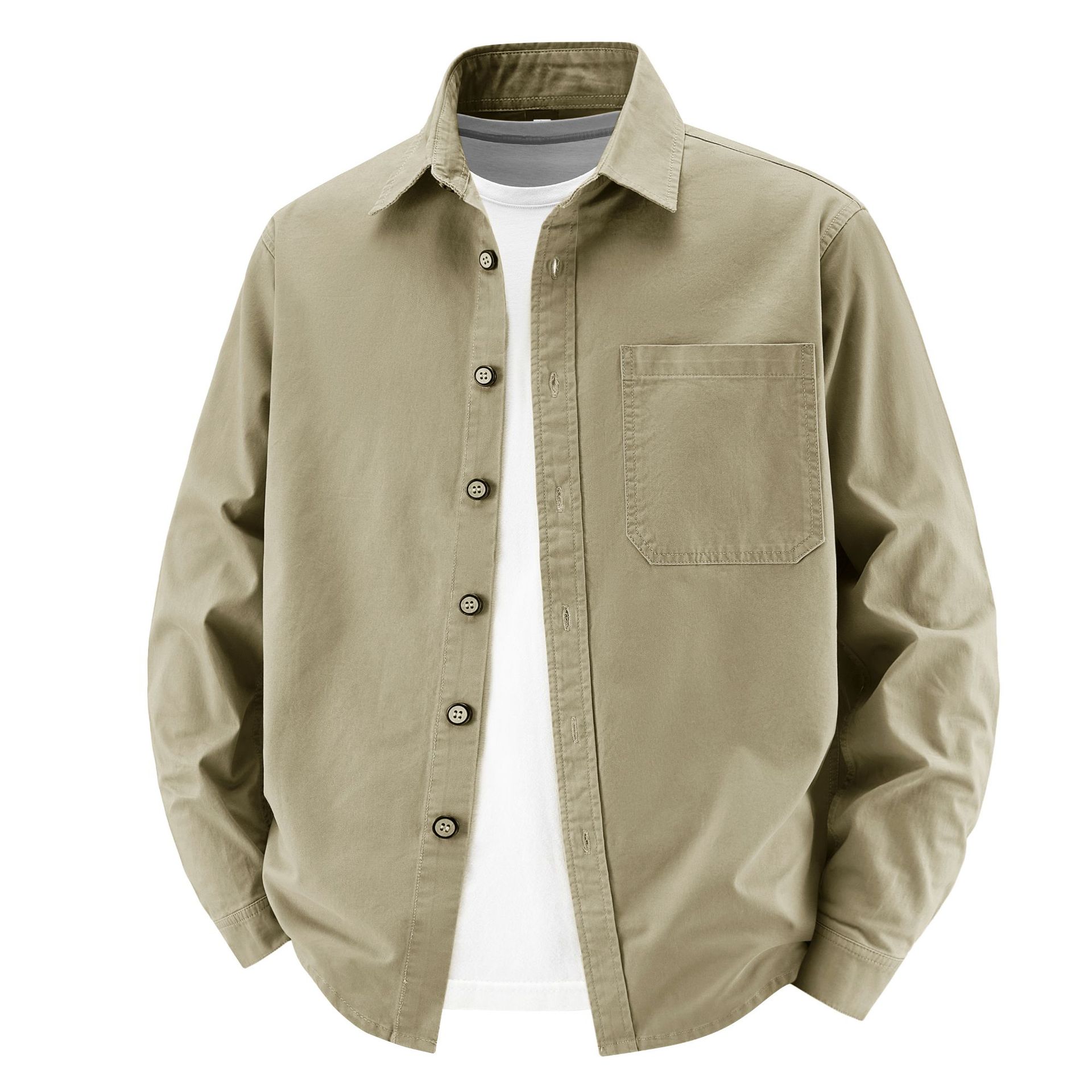 Cotton Workwear Washed Jacket Men's Shirt Collar Cross-Border Coat Versatile Top Men's Clothing 2026 New Spring Collection