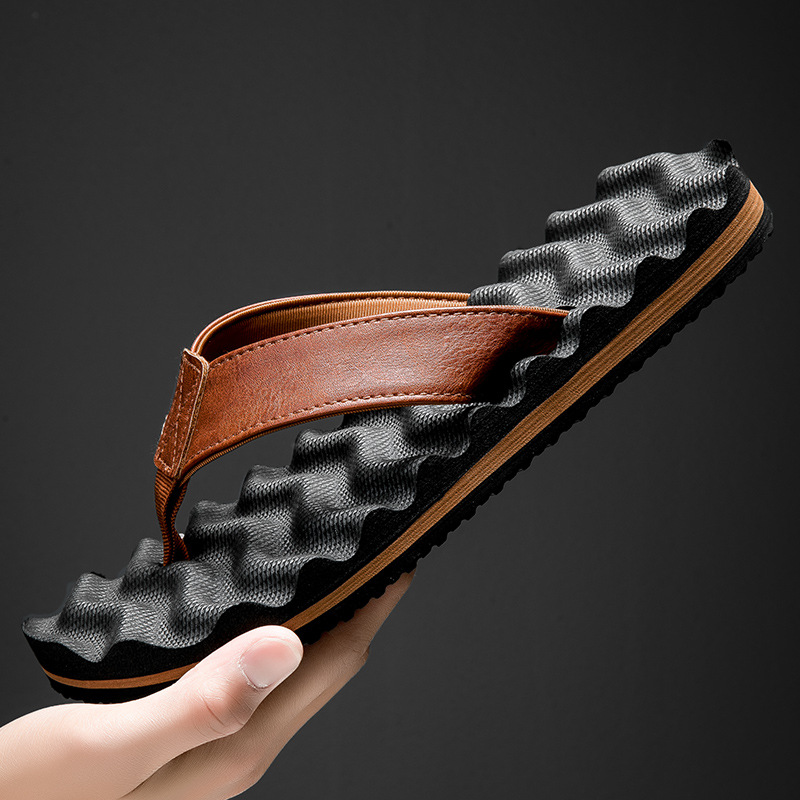 Cross-Border Men's Home flip flops foreign trade plus size loafers outdoor slippers casual soft bottom men's shoes Beach