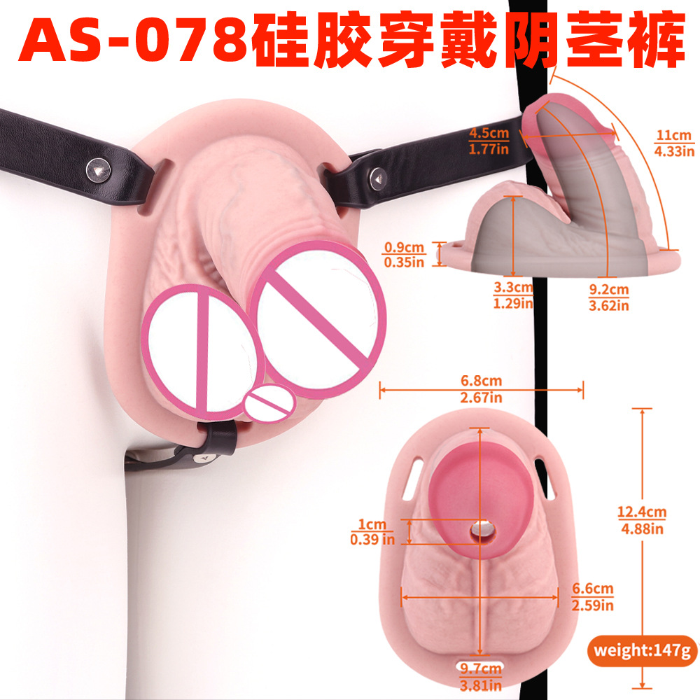 As-078 Male Wearable Dildo Cover Hollow Realistic Penis Silicone Chastity Lock Penis Cage Sex Toy Lock Cross-Border