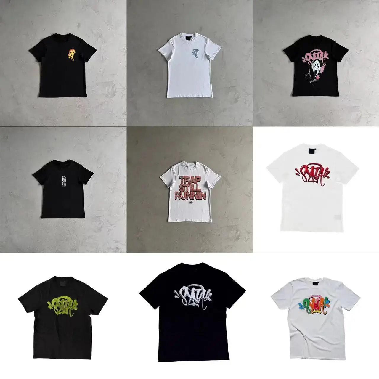 Cross-border European and American Fashion Brand Hip-hop SYNAWORLD Letter Printed Short-sleeved Men's High Street Loose Casual Couple's T-shirt