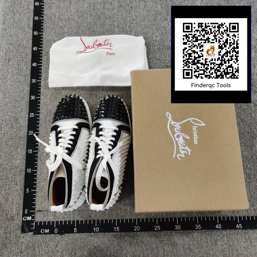 Christian Louboutin Men's Black and White Studded Sneakers