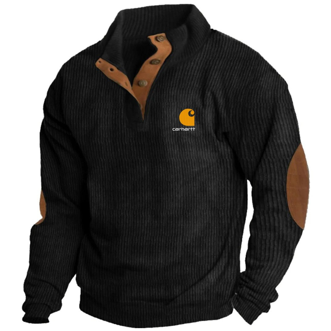 European and American cross-border Men's independent station Amazon sweater corduroy pullover Henry shirt men's casual long-sleeved T-shirt
