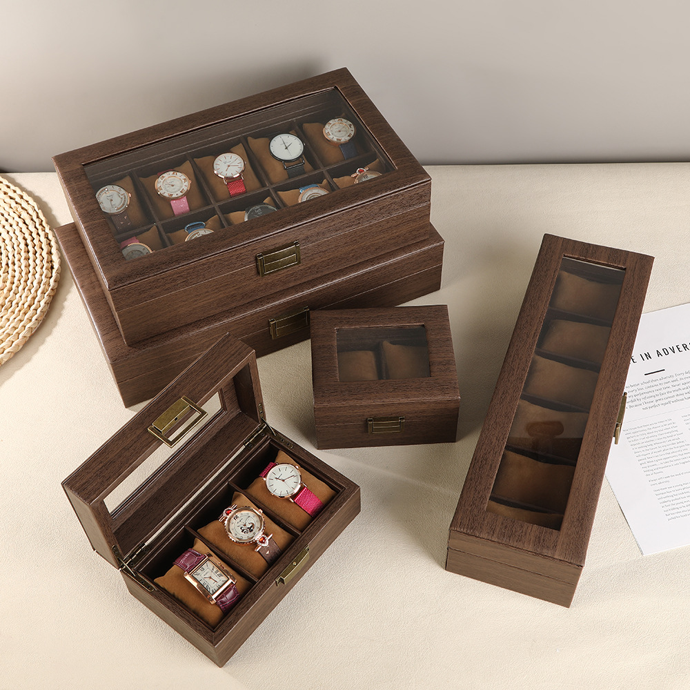Watch Storage Box Retro Wood Grain Leather Watch Collection Box Bracelet Display High-End Watch Box Watch Storage Box Foto QC de 1688 na Qualit.ly