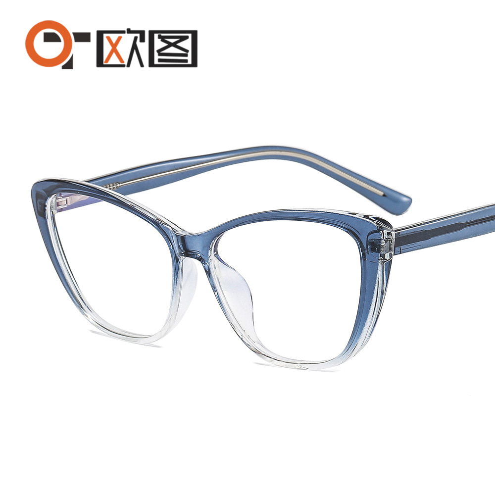 TR90 material insert retro personalized cat's eye ladies glasses frame cross-border supply flat lens can be equipped with glasses 7003