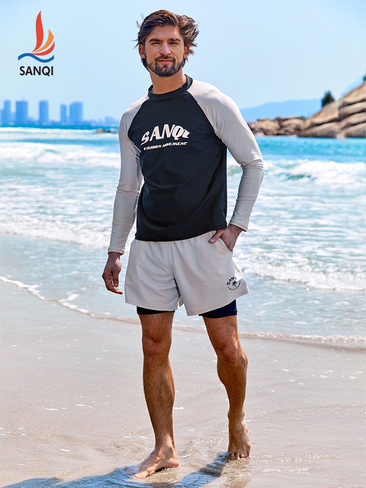 Sanqi Split Swimsuit Men's 2024 New Wetsuit suit Long Sleeve Professional Sun Protection Quick-drying Men's Surfsuit