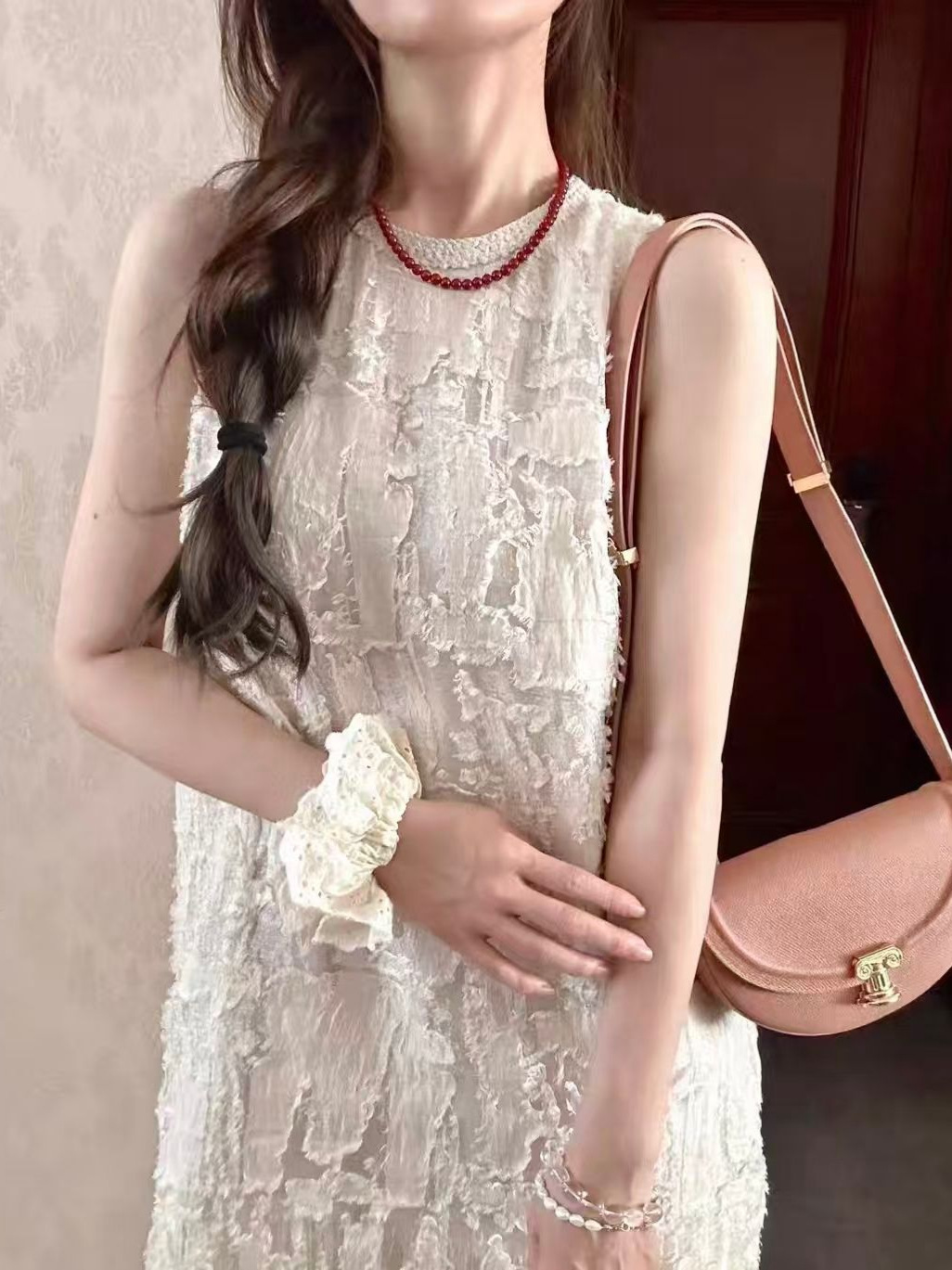 Sanya Resort Style Dress Summer Women's 2026 New Trendy Beautiful Suit Dress in Apricot Color Slim Fit