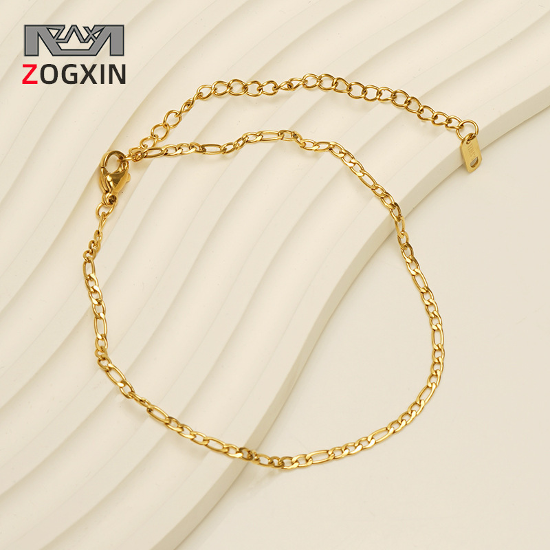 INS style retro 18K gold NK Figaro chain fine anklet women's fashion stainless steel anklet jewelry wholesale