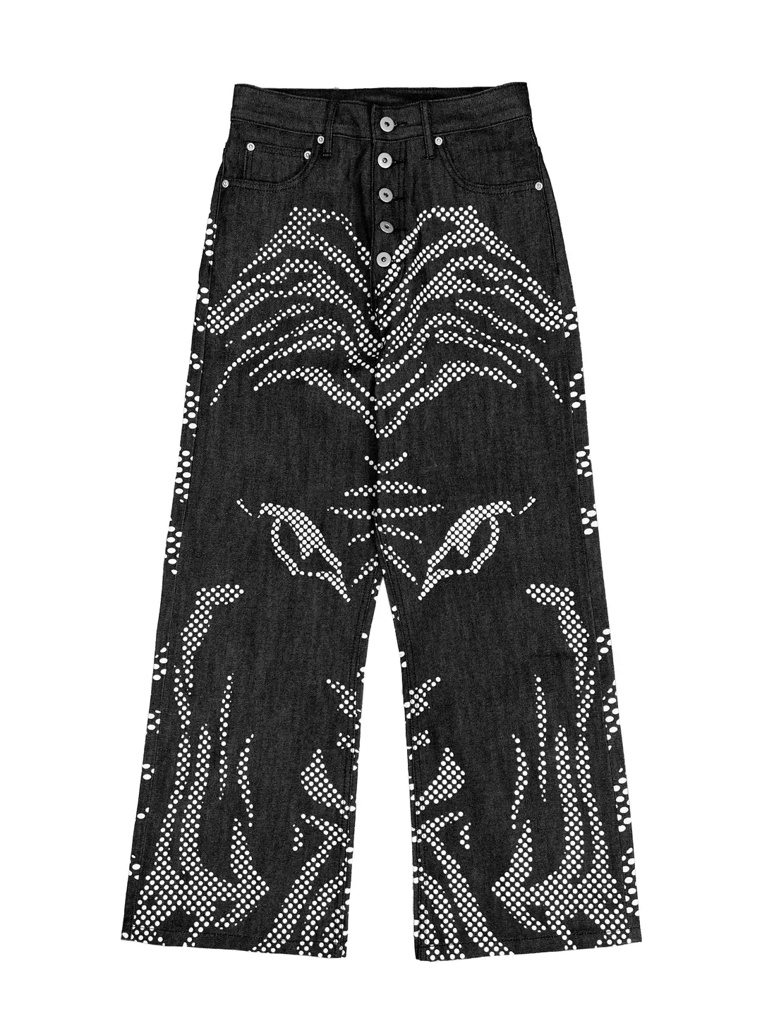 Chai (Disassembled) 25Ss Tiger Polka Dot Tiger Print Loose Straight-Leg Selvedge Red-Edged Raw Denim Jeans