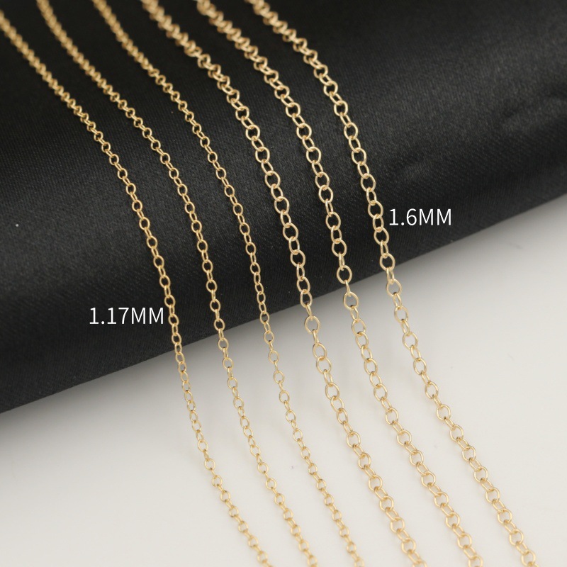 DIY American 14K Gold-Filled Gf Chain 1.17mm 1.3/1.6mm O-Chain Cross Chain Clavicle Chain Round Chain