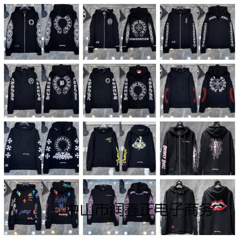 In-Stock Real Shot Trendy Brand Cross Hooded Sweatshirt Cross-Border Loose Unisex Zip Hoodie