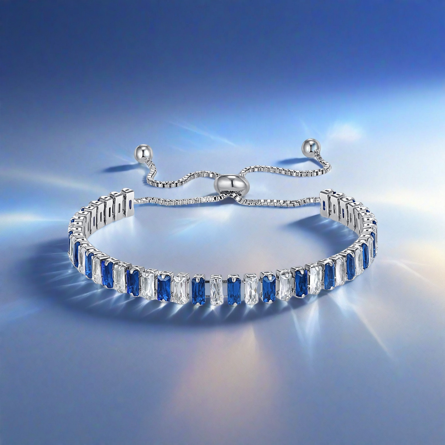 Amazon's Popular 2.5*5mm Intercolor Zircon Bracelet Pull-Out Adjustable Tennis Chain Bracelet Jewelry