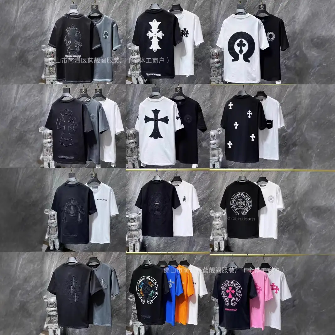 Chrome Heart 24 New Chrome Summer Trendy Short-Sleeved European and American Street Half-Sleeved T-Shirt Series for Men and Women