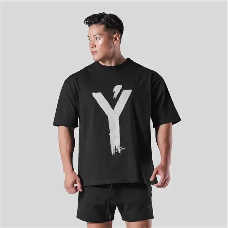 Lyft Power House Co-Branded Large Size Pure Cotton Short-Sleeved T-Shirt Men's Half-Sleeved Off-Shoulder Top Collection